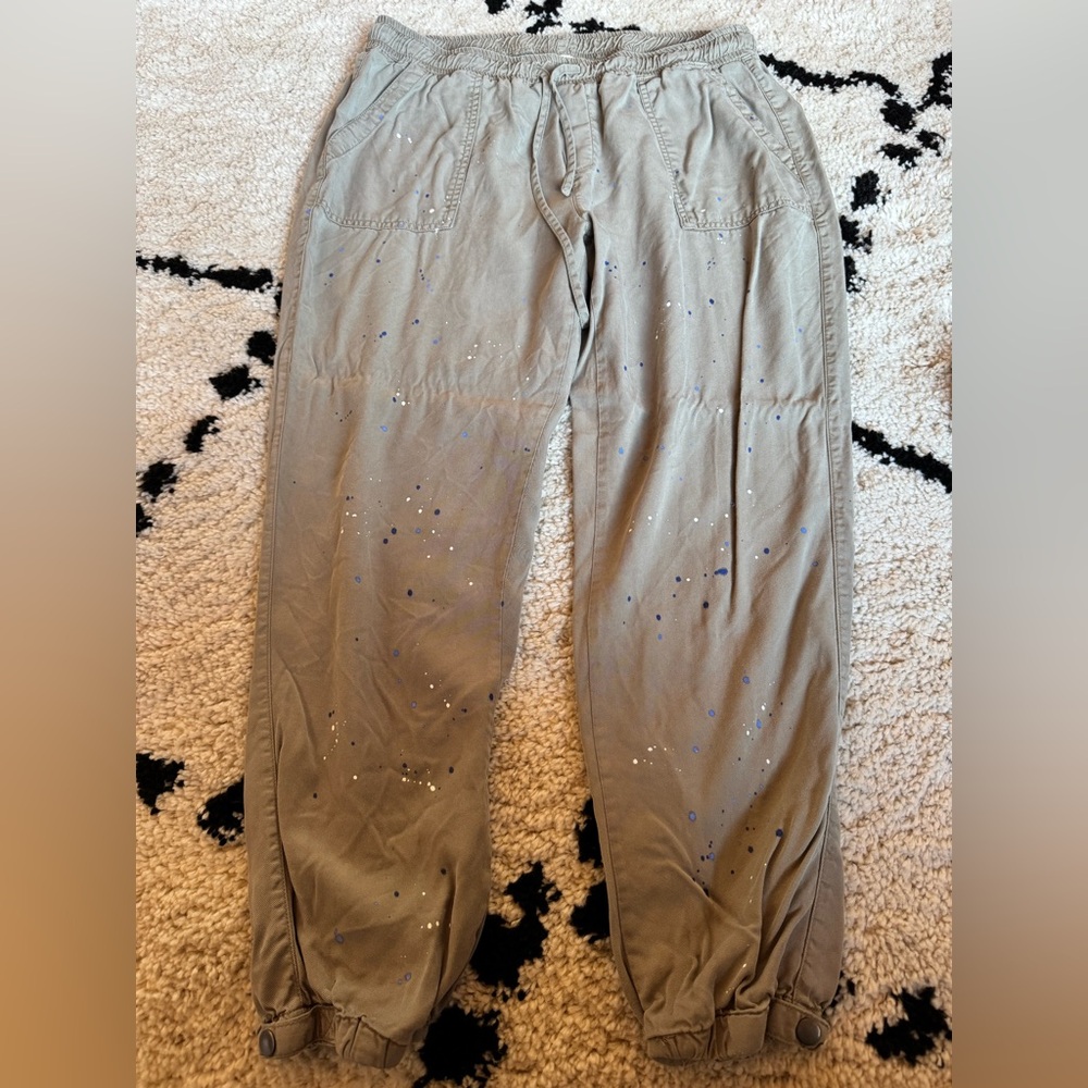 Thread & Supply Tan Chinos with Artistic Splatter